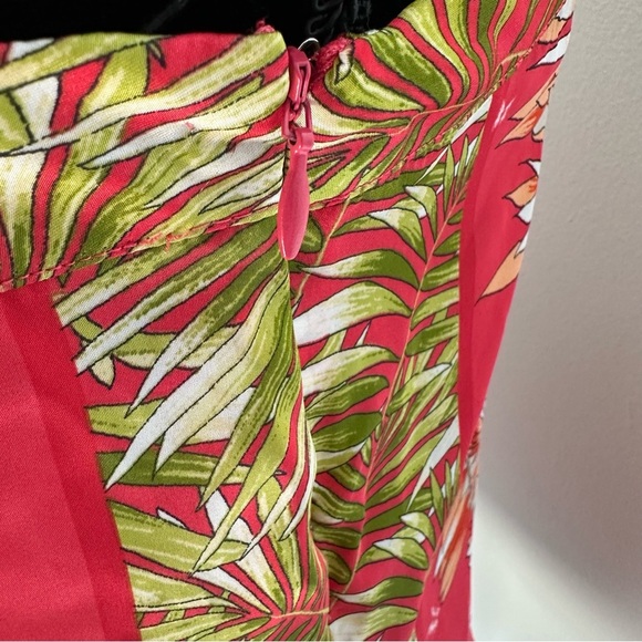 Cache Vibrant Floral One-Shoulder Blouse Birds Butterfly Medium Satin - Picture 4 of 13